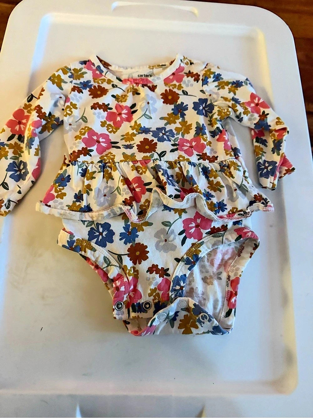 Carter's Floral Long-Sleeve Peplum Bodysuit